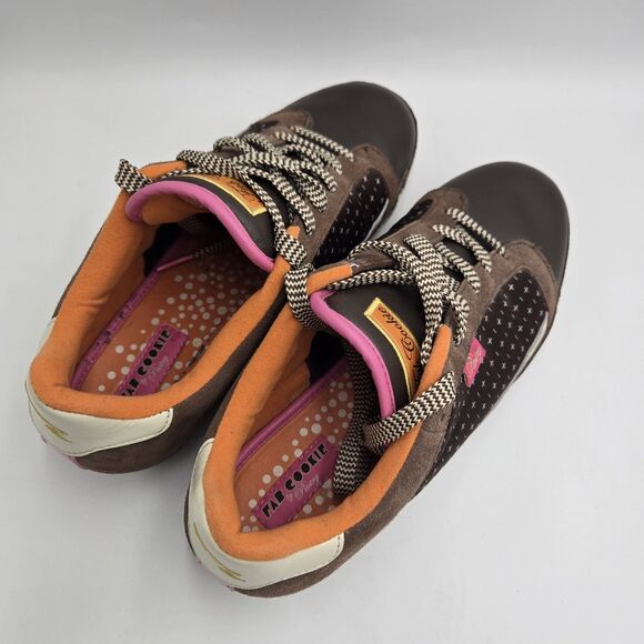 Fab Cookie Pastry Women’s Shoes 8.5 Brown Pink Suede Leather Sneakers Retro Y2K - Picture 7 of 11